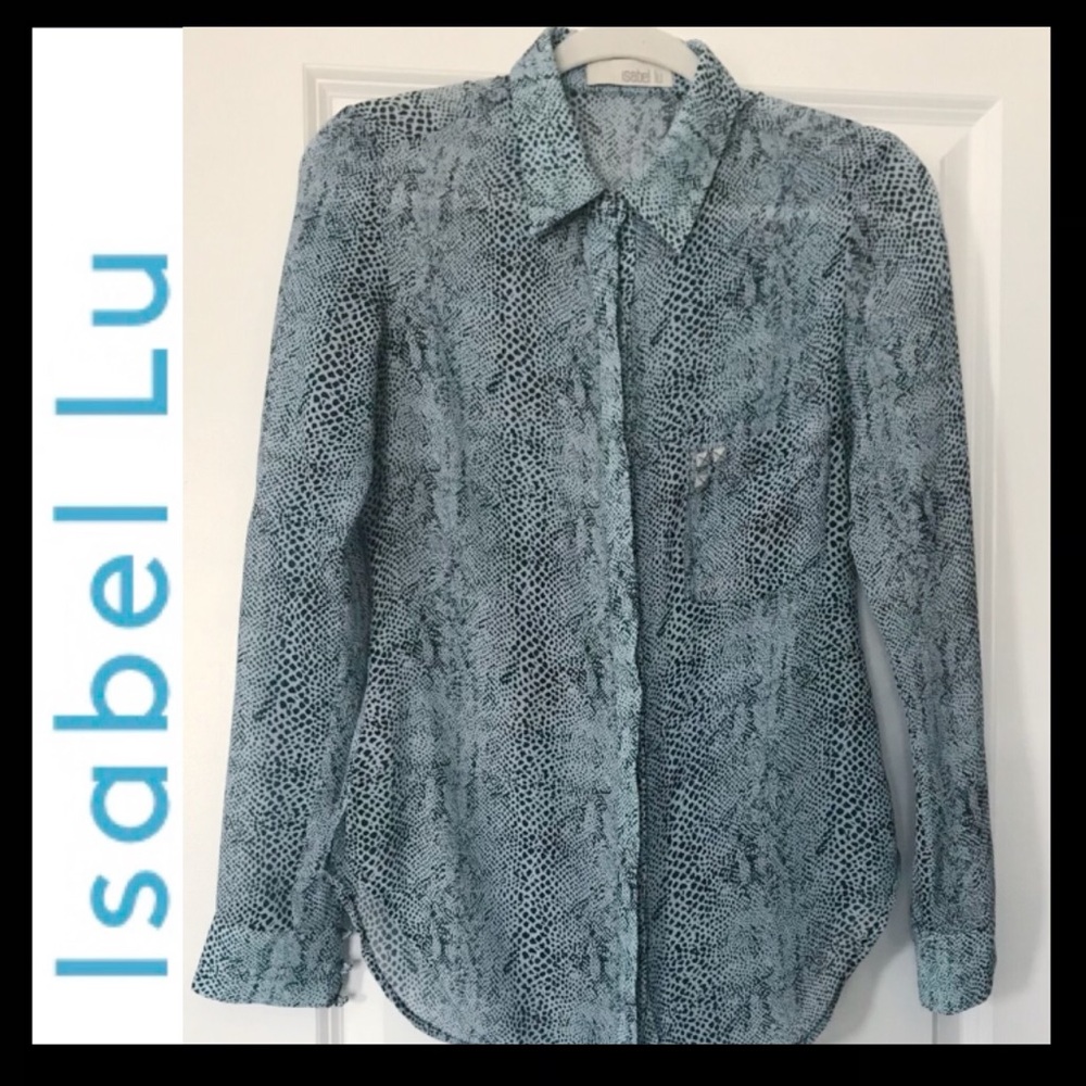 Isabel Lu Animal Print Silk Blouse